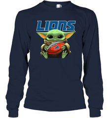 Baby Yoda Loves The Detroit Lions Star Wars NFL Shirts Long Sleeve T-Shirt - PrimaryTee