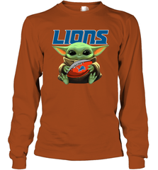 Baby Yoda Loves The Detroit Lions Star Wars NFL Shirts Long Sleeve T-Shirt - PrimaryTee