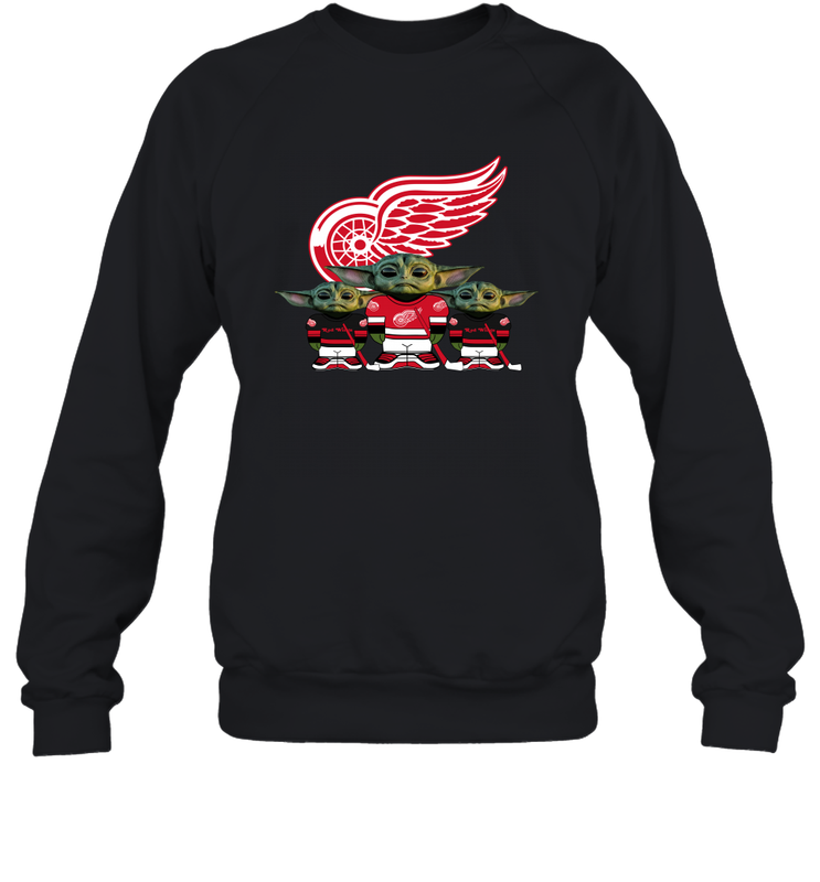 Detroit Red Wings Star Wars Logo Baby Yoda Sweatshirt - PrimaryTee