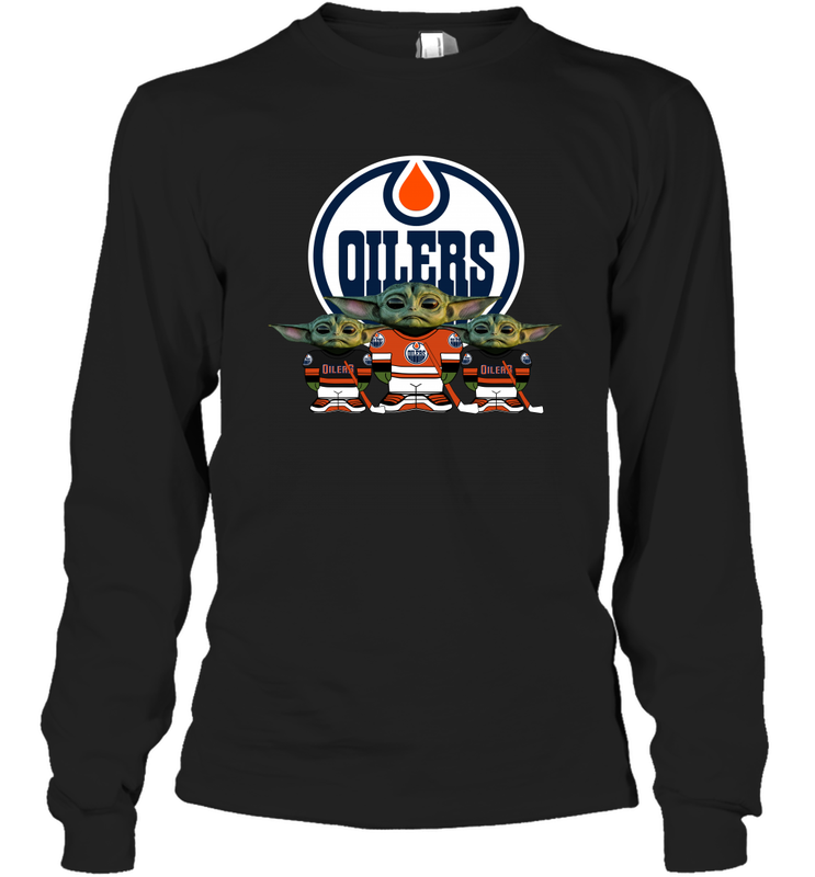 Edmonton Oilers Star Wars Logo Baby Yoda Long Sleeve T-Shirt - PrimaryTee