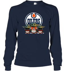 Edmonton Oilers Star Wars Logo Baby Yoda Long Sleeve T-Shirt - PrimaryTee