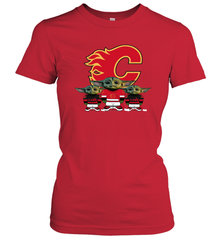 Calgary Flames Star Wars Logo Baby Yoda Women's T-Shirt - PrimaryTee