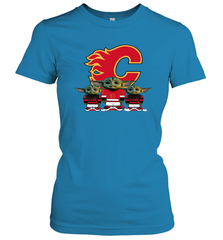 Calgary Flames Star Wars Logo Baby Yoda Women's T-Shirt - PrimaryTee