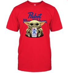 Baby Yoda Hugs Pabst Blue Ribbon Beer Can Star Wars Shirts Men's T-Shirt - PrimaryTee