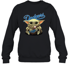 Baby Yoda Hugs The Los Angeles Dodgers Shirts Sweatshirt - PrimaryTee