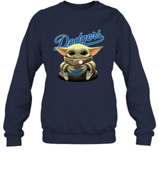 Baby Yoda Hugs The Los Angeles Dodgers Shirts Sweatshirt - PrimaryTee