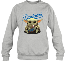 Baby Yoda Hugs The Los Angeles Dodgers Shirts Sweatshirt - PrimaryTee