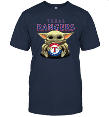 Baby Yoda Hugs The Texas Rangers Shirts Men's T-Shirt - PrimaryTee