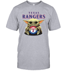 Baby Yoda Hugs The Texas Rangers Shirts Men's T-Shirt - PrimaryTee