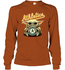 Baby Yoda Hugs The Oakland Athletics Shirts Long Sleeve T-Shirt - PrimaryTee