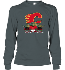 Calgary Flames Star Wars Logo Baby Yoda Long Sleeve T-Shirt - PrimaryTee