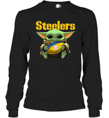 Baby Yoda Loves The Pittsburgh Steelers Star Wars NFL Shirts Long Sleeve T-Shirt - PrimaryTee