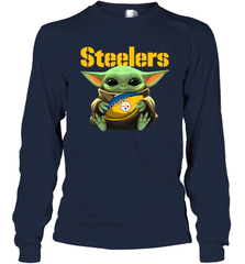 Baby Yoda Loves The Pittsburgh Steelers Star Wars NFL Shirts Long Sleeve T-Shirt - PrimaryTee