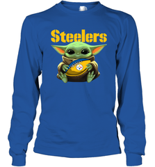 Baby Yoda Loves The Pittsburgh Steelers Star Wars NFL Shirts Long Sleeve T-Shirt - PrimaryTee