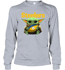 Baby Yoda Loves The Pittsburgh Steelers Star Wars NFL Shirts Long Sleeve T-Shirt - PrimaryTee