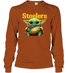 Baby Yoda Loves The Pittsburgh Steelers Star Wars NFL Shirts Long Sleeve T-Shirt - PrimaryTee