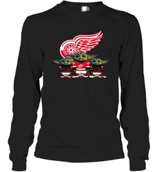 Detroit Red Wings Star Wars Logo Baby Yoda Long Sleeve T-Shirt - PrimaryTee