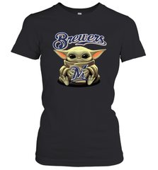 Baby Yoda Hugs The Milwaukee Brewers Shirts Women's T-Shirt - PrimaryTee