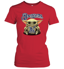 Baby Yoda Hugs The Milwaukee Brewers Shirts Women's T-Shirt - PrimaryTee