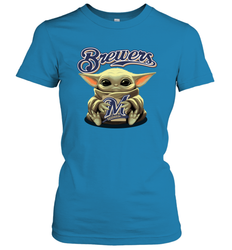 Baby Yoda Hugs The Milwaukee Brewers Shirts Women's T-Shirt - PrimaryTee