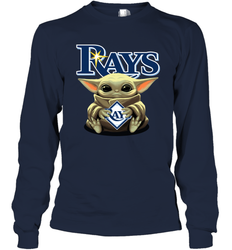 Baby Yoda Hugs The Tampa Bay Rays Shirts Long Sleeve T-Shirt - PrimaryTee