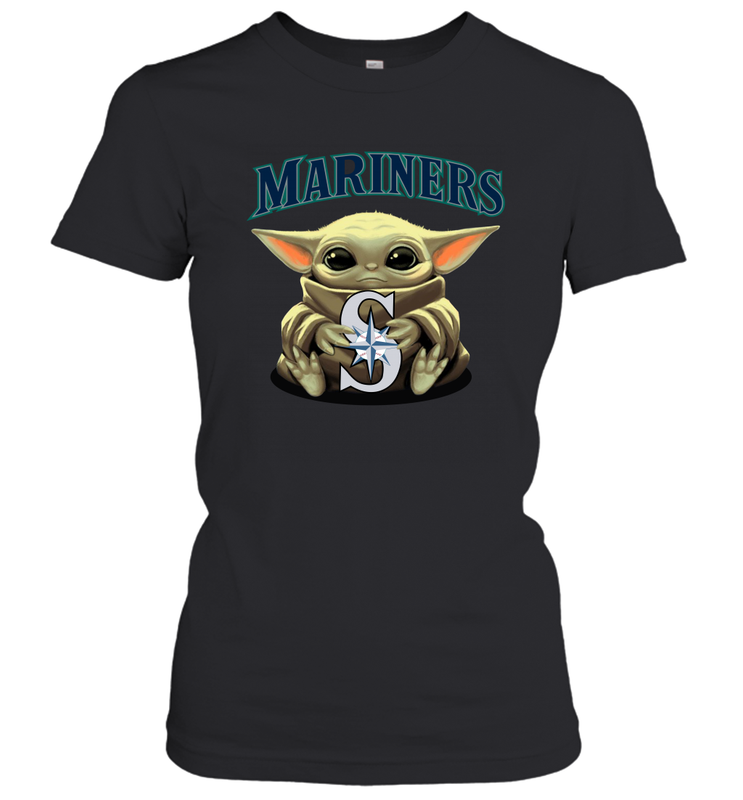 Baby Yoda Hugs The Seattle Mariners Shirts Women's T-Shirt - PrimaryTee