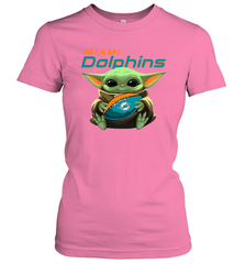 Baby Yoda Loves The Miami Dolphins Star Wars NFL Shirts Women's T-Shirt - PrimaryTee