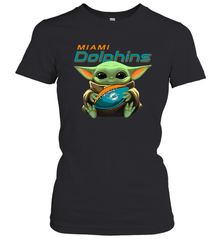 Baby Yoda Loves The Miami Dolphins Star Wars NFL Shirts Women's T-Shirt - PrimaryTee