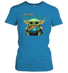 Baby Yoda Loves The Miami Dolphins Star Wars NFL Shirts Women's T-Shirt - PrimaryTee