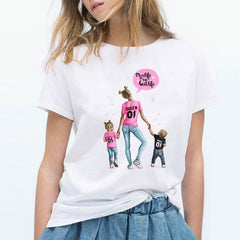 Women T Shirt Mama and Kids Happy Time Holiday Mothers Day Tshirt Gift for Mom Tee T-shirt Good Quality Cotton Casual Camiseta - PrimaryTee