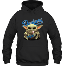 Baby Yoda Hugs The Los Angeles Dodgers Shirts Hoodie - PrimaryTee