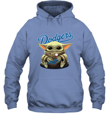 Baby Yoda Hugs The Los Angeles Dodgers Shirts Hoodie - PrimaryTee