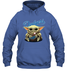 Baby Yoda Hugs The Los Angeles Dodgers Shirts Hoodie - PrimaryTee