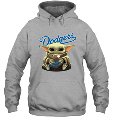 Baby Yoda Hugs The Los Angeles Dodgers Shirts Hoodie - PrimaryTee