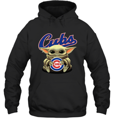 Baby Yoda Hugs The Chicago Cubs Shirts Hoodie - PrimaryTee