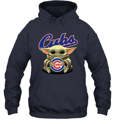 Baby Yoda Hugs The Chicago Cubs Shirts Hoodie - PrimaryTee
