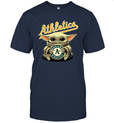 Baby Yoda Hugs The Oakland Athletics Shirts Men's T-Shirt - PrimaryTee