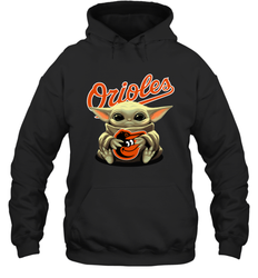 Baby Yoda Hugs The Baltimore Orioles Shirts Hoodie - PrimaryTee