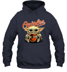 Baby Yoda Hugs The Baltimore Orioles Shirts Hoodie - PrimaryTee