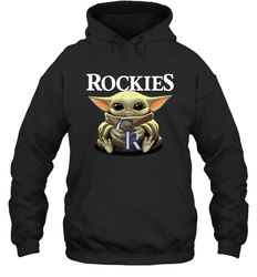 Baby Yoda Hugs The Colorado Rockies Shirts Hoodie - PrimaryTee