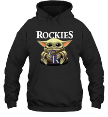 Baby Yoda Hugs The Colorado Rockies Shirts Hoodie - PrimaryTee
