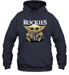 Baby Yoda Hugs The Colorado Rockies Shirts Hoodie - PrimaryTee