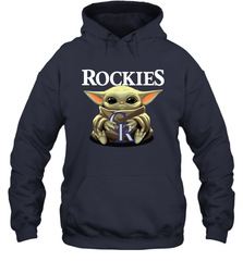 Baby Yoda Hugs The Colorado Rockies Shirts Hoodie - PrimaryTee