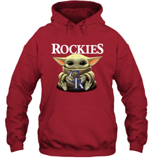 Baby Yoda Hugs The Colorado Rockies Shirts Hoodie - PrimaryTee