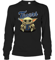 Baby Yoda Hugs The Detroit Tigers Shirts Long Sleeve T-Shirt - PrimaryTee