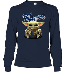 Baby Yoda Hugs The Detroit Tigers Shirts Long Sleeve T-Shirt - PrimaryTee