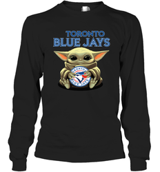Baby Yoda Hugs The Toronto Blue Jays Shirts Long Sleeve T-Shirt - PrimaryTee