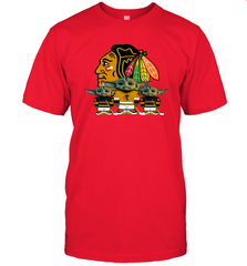 Chicago Blackhawks Star Wars Logo Baby Yoda Men's T-Shirt - PrimaryTee