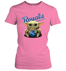 Baby Yoda Hugs The Kansas City Royals Shirts Women's T-Shirt - PrimaryTee