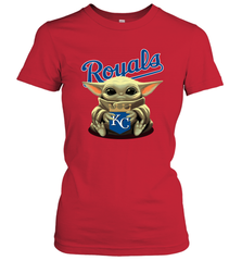 Baby Yoda Hugs The Kansas City Royals Shirts Women's T-Shirt - PrimaryTee